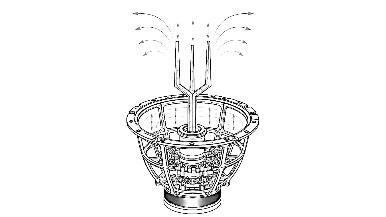 FIG-N1-04: Energy-flow diagram from the FORKER through the handle to the central node and arms.